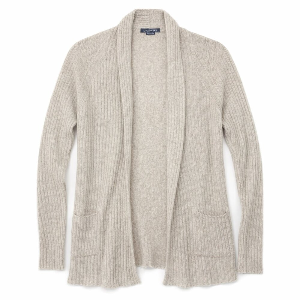 Alashan Womens Cashmere Open Front Cardigan Size L Cream Quiet Luxury Minimalist - Picture 14 of 14